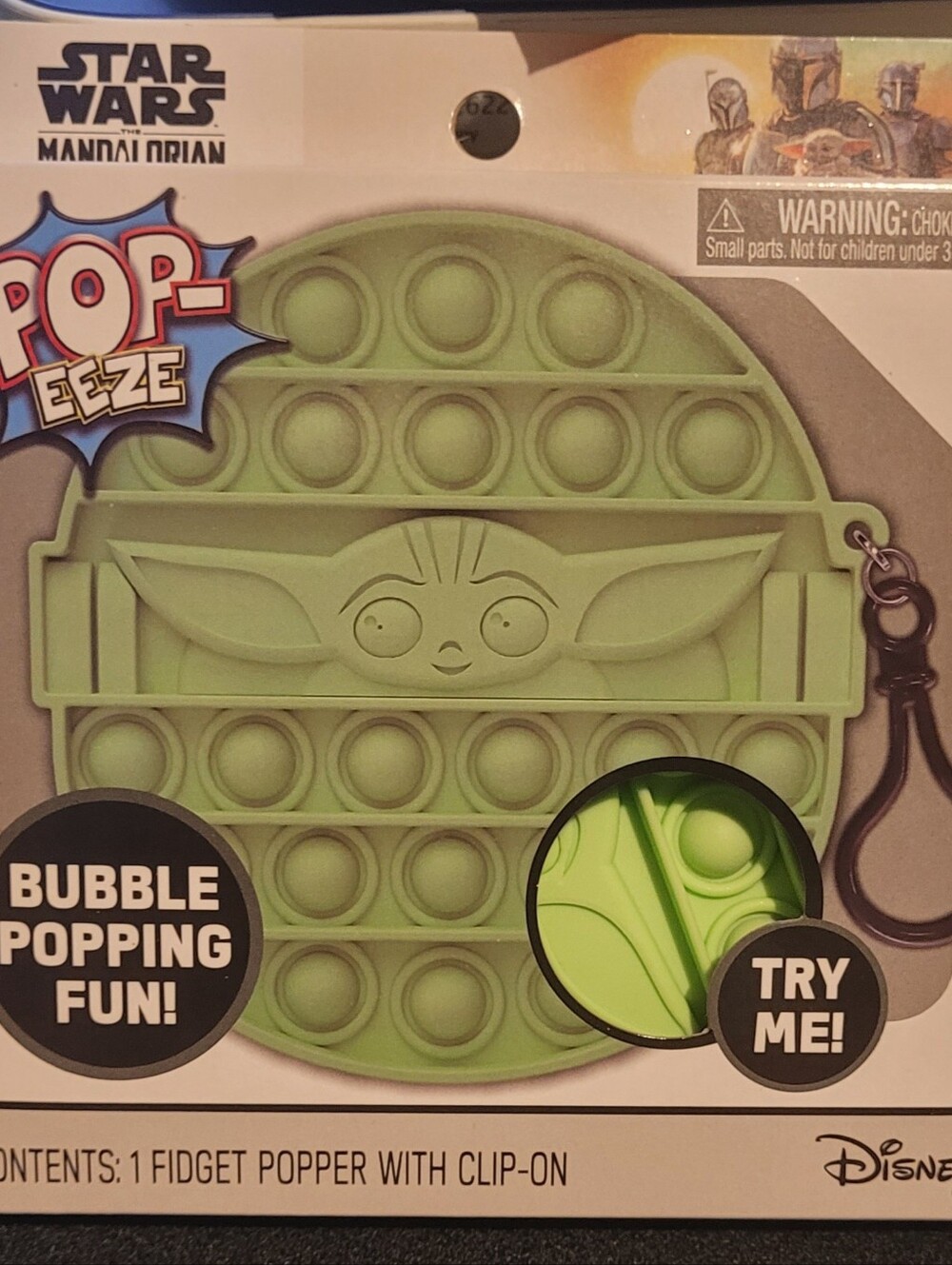 Star Wars New Grogu Mandelorian Pop-Ease Fidget Bubble Popping Fun Clip-On